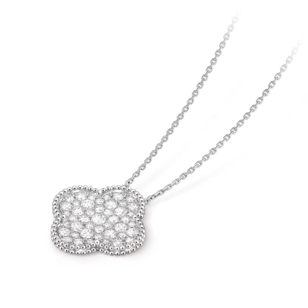 14ct White Gold Clover Charm Pendant