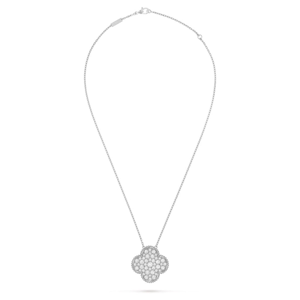 14ct White Gold Clover Charm Pendant