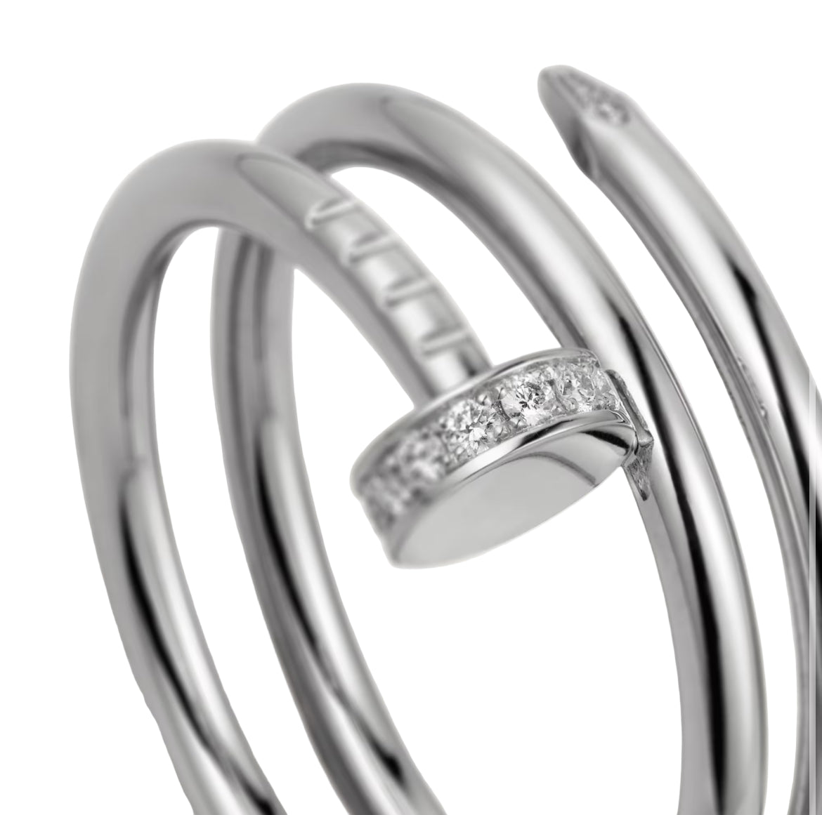 14ct White Gold Nail Ring/Double