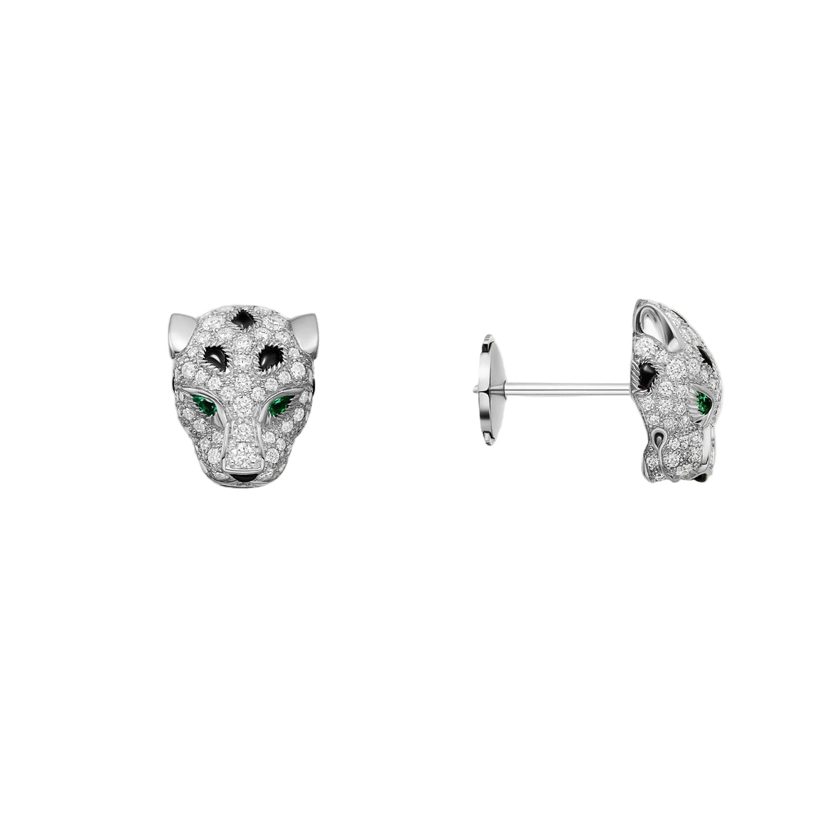 14ct White Gold Panthere Earrings