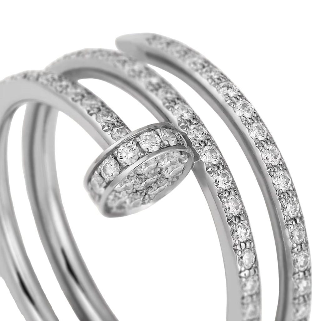 14ct White Gold Nail Ring/Double