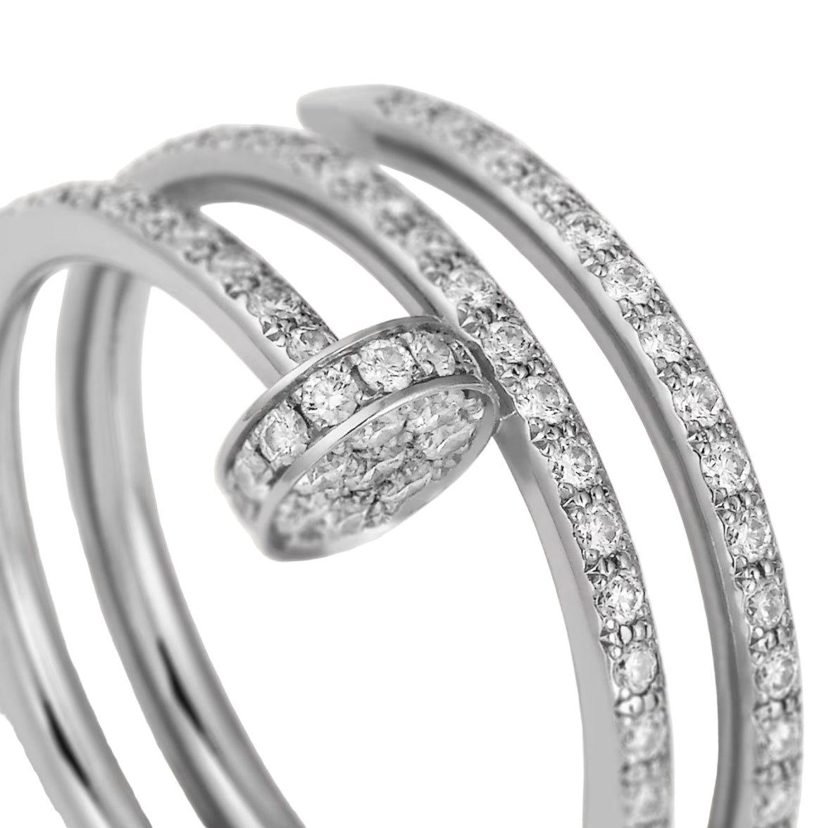 14ct White Gold Nail Ring/Double