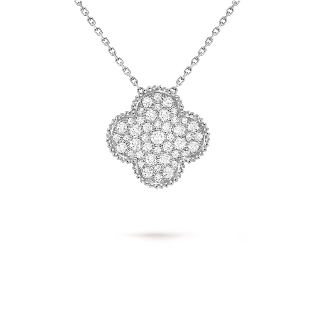 14ct White Gold Clover Charm Pendant