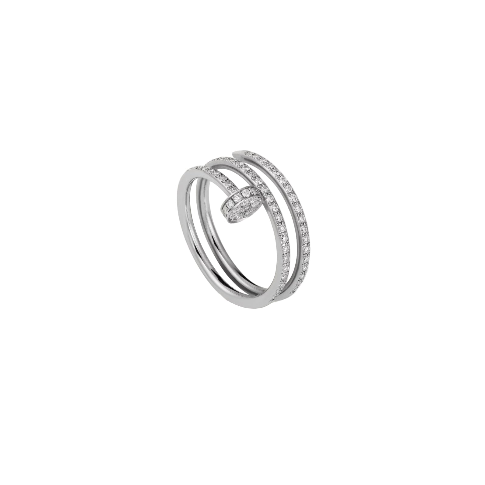 14ct White Gold Nail Ring/Double