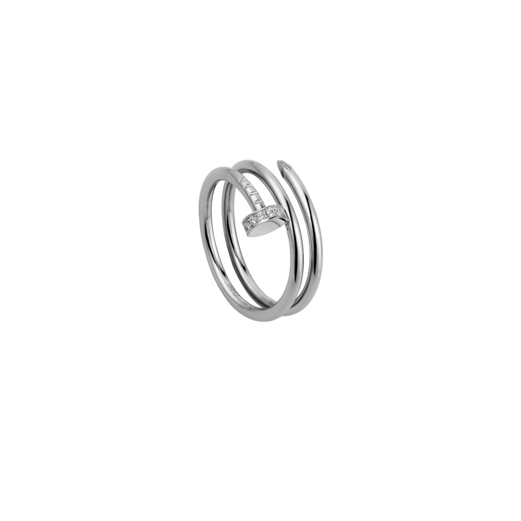 14ct White Gold Nail Ring/Double